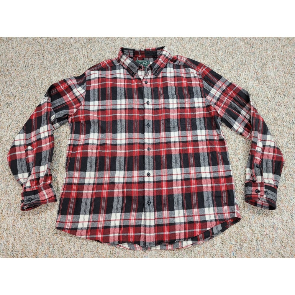Woolrich Flannel Shirt Mens Large Red Plaid Button Down Long Sleeve Outdoor